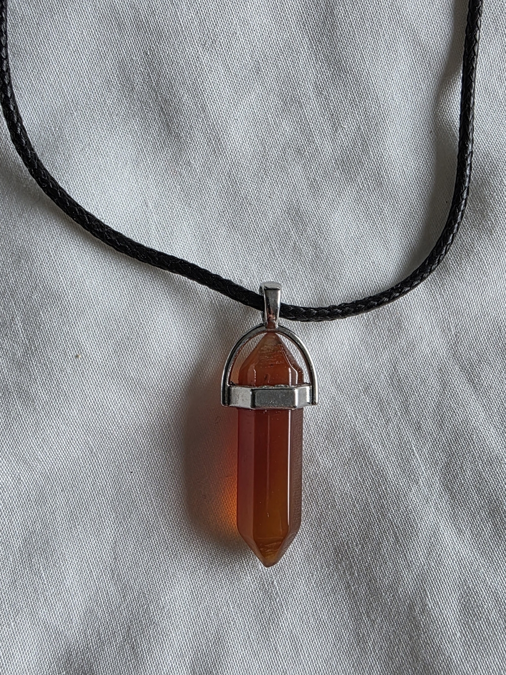 Carnelian Point Pendant Necklace - Women's Jewelry - Brown